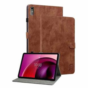 For Lenovo Tab M10 5G 10.6 inch Tiger Pattern Flip Leather Tablet Case(Brown)