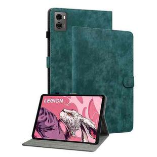 For Lenovo Legion Y700 2023 Tiger Pattern Flip Leather Tablet Case(Dark Green)