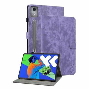 For Lenovo Tab P12 Pro 12.7 2025 Tiger Pattern Flip Leather Tablet Case(Purple)