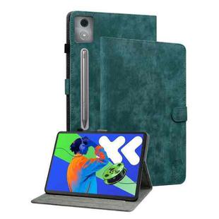 For Lenovo Tab P12 Pro 12.7 2025 Tiger Pattern Flip Leather Tablet Case(Dark Green)