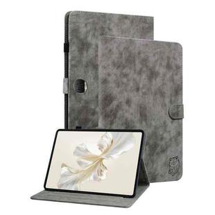 For Honor Pad 9 12.1 Embossed Tiger Pattern Leather Tablet Case(Grey)