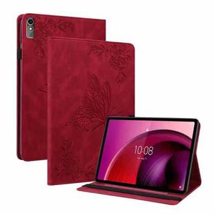 For Lenovo Tab M10 5G 10.6 inch Butterfly Flower Embossed Leather Tablet Case(Red)