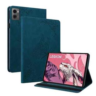 For Lenovo Legion Y700 2023 Butterfly Flower Embossed Leather Tablet Case(Blue)