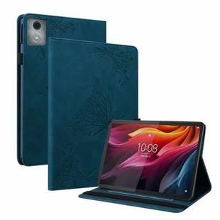 For Lenovo Tab K11 Plus Butterfly Flower Embossed Leather Tablet Case(Blue)