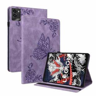 For Lenovo Legion Y700 2025 Butterfly Flower Embossed Leather Tablet Case(Purple)