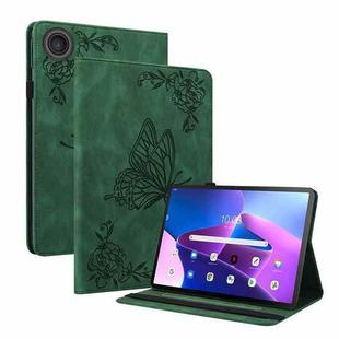 For Lenovo ZhaoYang K10C 10.1 inch Butterfly Flower Embossed Leather Tablet Case(Green)