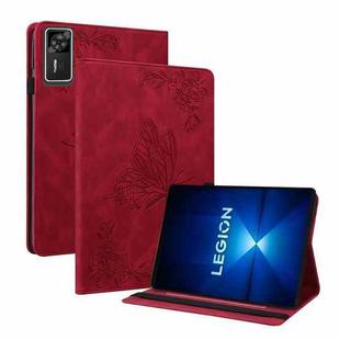 For Lenovo Legion Y700 Gen 4 Butterfly Flower Embossed Leather Tablet Case(Red)