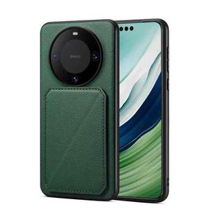 For Huawei Mate 60 Denior Calf Texture Holder Electroplating Phone Case(Green)