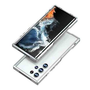For Samsung Galaxy S22 Ultra 5G Sharp Edge Magnetic Shockproof Metal Frame Phone Case(Silver)