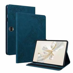 For Honor Pad 9 12.1 Butterfly Flower Embossed Leather Tablet Case(Blue)