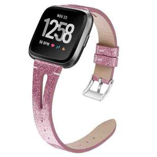For Fitbit Versa 2 Top Layer Cowhide Pointed Tail Open Leather Watch Band(Shining Rose)