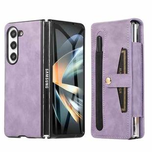 For Samsung Galaxy Z Fold5 Multifunctional Folding Phone Leather Case(Purple)