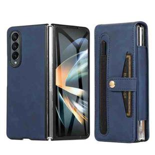 For Samsung Galaxy Z Fold4 Multifunctional Folding Phone Leather Case(Blue)