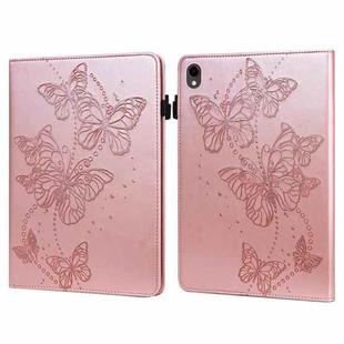 For Samsung Galaxy Tab S9 Embossed Butterfly Pattern Horizontal Flip Leather Tablet Case(Pink)