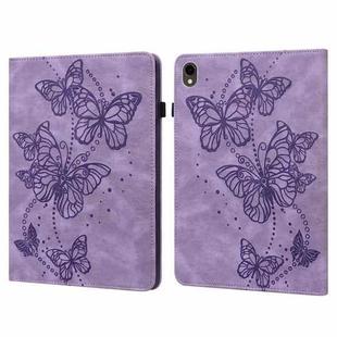 For Samsung Galaxy Tab S9 Embossed Butterfly Pattern Horizontal Flip Leather Tablet Case(Purple)