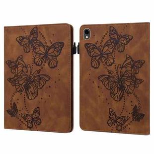 For Samsung Galaxy Tab S9 Embossed Butterfly Pattern Horizontal Flip Leather Tablet Case(Brown)