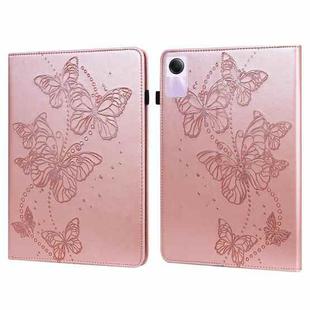 For Xiaomi Redmi Pad SE Embossed Butterfly Pattern Horizontal Flip Leather Tablet Case(Pink)