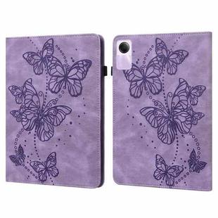 For Xiaomi Redmi Pad SE Embossed Butterfly Pattern Horizontal Flip Leather Tablet Case(Purple)