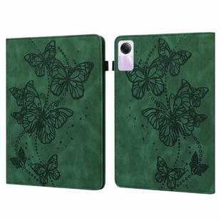 For Xiaomi Redmi Pad SE Embossed Butterfly Pattern Horizontal Flip Leather Tablet Case(Green)
