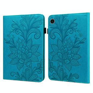 For Samsung Galaxy Tab A9 Lace Flower Embossing Pattern PU Tablet Case(Blue)