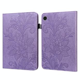 For Samsung Galaxy Tab A9 Lace Flower Embossing Pattern PU Tablet Case(Purple)