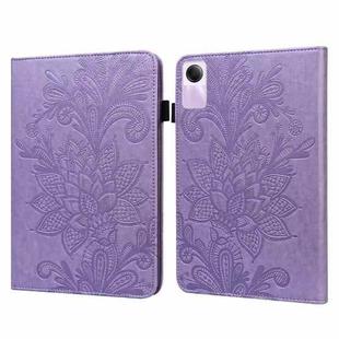 For Xiaomi Redmi Pad SE Lace Flower Embossing Pattern PU Tablet Case(Purple)