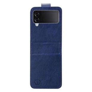 For Samsung Galaxy Z Flip4 5G Skin Feeling Oil Leather Texture PU + TPU Phone Case(Dark Blue)