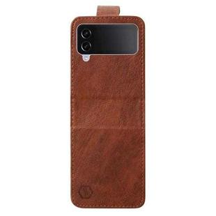 For Samsung Galaxy Z Flip4 5G Skin Feeling Oil Leather Texture PU + TPU Phone Case(Brown)