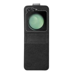 For Samsung Galaxy Z Flip5 Skin Feeling Oil Leather Texture PU + TPU Phone Case(Black)