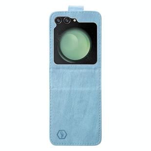 For Samsung Galaxy Z Flip5 Skin Feeling Oil Leather Texture PU + TPU Phone Case(Light Blue)