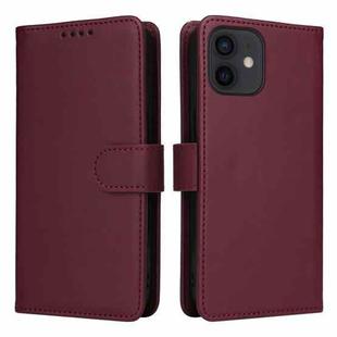 For iPhone 12 Pro / 12 BETOPNICE BN-005 2 in 1 Detachable Imitate Genuine Leather Phone Case(Wine Red)