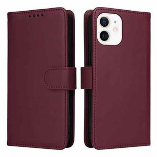 For iPhone 12 mini BETOPNICE BN-005 2 in 1 Detachable Imitate Genuine Leather Phone Case(Wine Red)