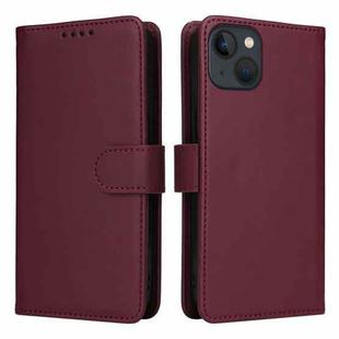 For iPhone 13 / 14 BETOPNICE BN-005 2 in 1 Detachable Imitate Genuine Leather Phone Case(Wine Red)