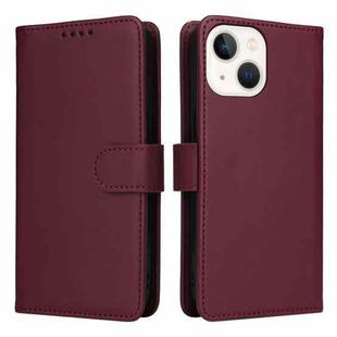 For iPhone 13 mini BETOPNICE BN-005 2 in 1 Detachable Imitate Genuine Leather Phone Case(Wine Red)