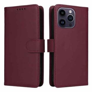 For iPhone 14 Pro Max BETOPNICE BN-005 2 in 1 Detachable Imitate Genuine Leather Phone Case(Wine Red)