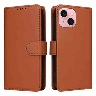 For iPhone 15 BETOPNICE BN-005 2 in 1 Detachable Imitate Genuine Leather Phone Case(Brown)