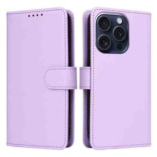 For iPhone 15 Pro BETOPNICE BN-005 2 in 1 Detachable Imitate Genuine Leather Phone Case(Light Purple)