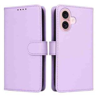 For iPhone 16 BETOPNICE BN-005 2 in 1 Detachable Imitate Genuine Leather Phone Case(Light Purple)