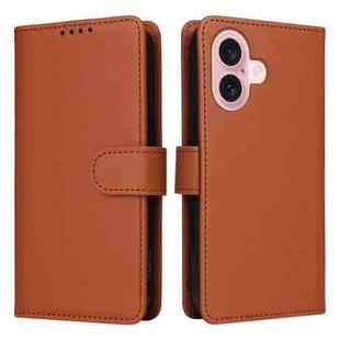 For iPhone 16 BETOPNICE BN-005 2 in 1 Detachable Imitate Genuine Leather Phone Case(Brown)