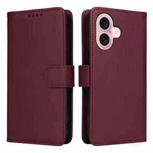 For iPhone 16 BETOPNICE BN-005 2 in 1 Detachable Imitate Genuine Leather Phone Case(Wine Red)