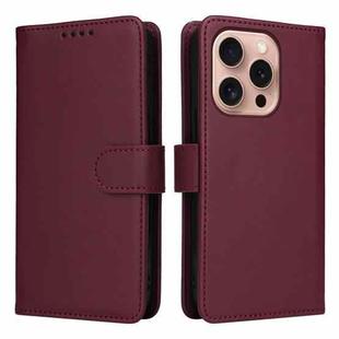 For iPhone 16 Pro BETOPNICE BN-005 2 in 1 Detachable Imitate Genuine Leather Phone Case(Wine Red)