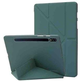 For Samsung Galaxy Tab S9 Deformation Silicone Leather Tablet Case(Dark Green)