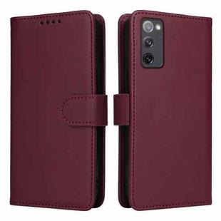 For Samsung Galaxy S20 FE BETOPNICE BN-005 2 in 1 Detachable Imitate Genuine Leather Phone Case(Wine Red)