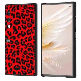 For Honor V Purse Black Edge Leopard PU Phone Case(Red)