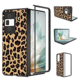 For Honor Magic Vs3 Black Edge Leopard PU Phone Case(Golden)