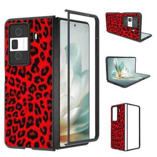 For Honor Magic Vs3 Black Edge Leopard PU Phone Case(Red)