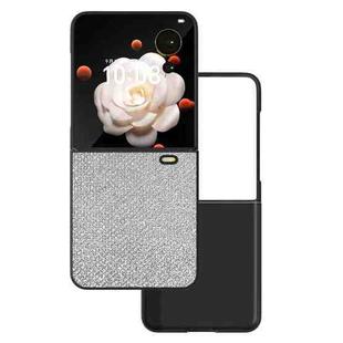 For For Honor Magic V Flip ABEEL Diamond Series Black Edge PU Phone Case(Silver)