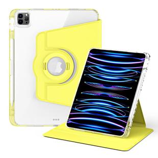 For iPad Pro 12.9 2022 / 2021 / 2020 360 Rotation Detachable Clear Acrylic Leather Tablet Case(Yellow)