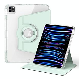 For iPad Pro 12.9 2022 / 2021 / 2020 360 Rotation Detachable Clear Acrylic Leather Tablet Case(Light Green)