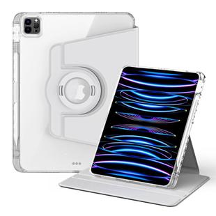 For iPad Air 13 2024 / Pro 12.9 2022 360 Rotation Detachable Clear Acrylic Leather Tablet Case(Grey)